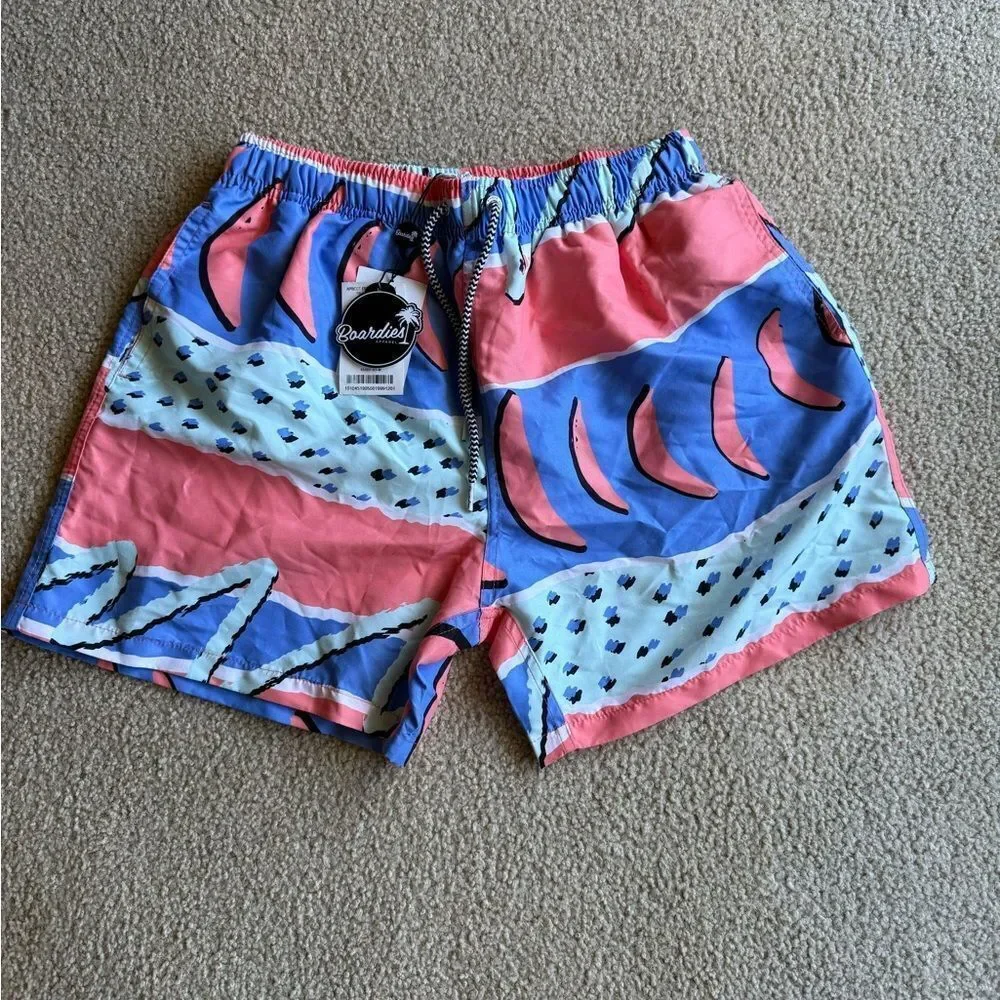 BOARDIES Stylish Blue and Pink Men's Swim Shorts Size M